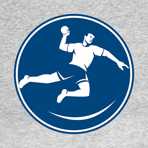 Handball Player Jumping Throwing Ball Icon by patrimonio